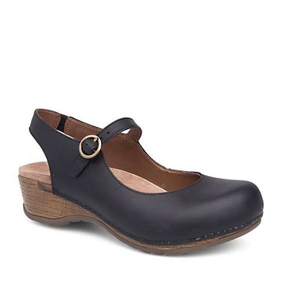 Dansko Maureen Black Oiled Sling Clog - Picture 1 of 7